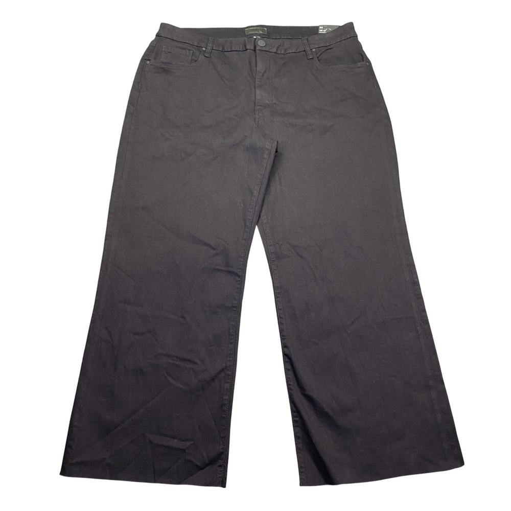 KUT from the Kloth Meg Fab Ab High Rise Wide Leg Jeans Black Sz 18W Raw Hem NWT